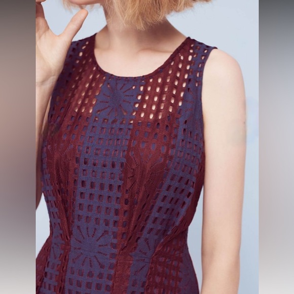 Eva Franco - Anthropologie - Navy and Burgundy Fit and Flare Samantha Dress - Picture 9 of 9